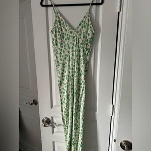 Zara Midi Slip Dress - cream and green - XS